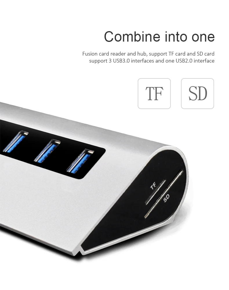 Usb-концентратор с несколькими портами высокоскоростной USB 3,0 концентратор 4 порта с TF SD кардридер USB сплиттер адаптер для MacBook, ПК, ноутбук аксессуары