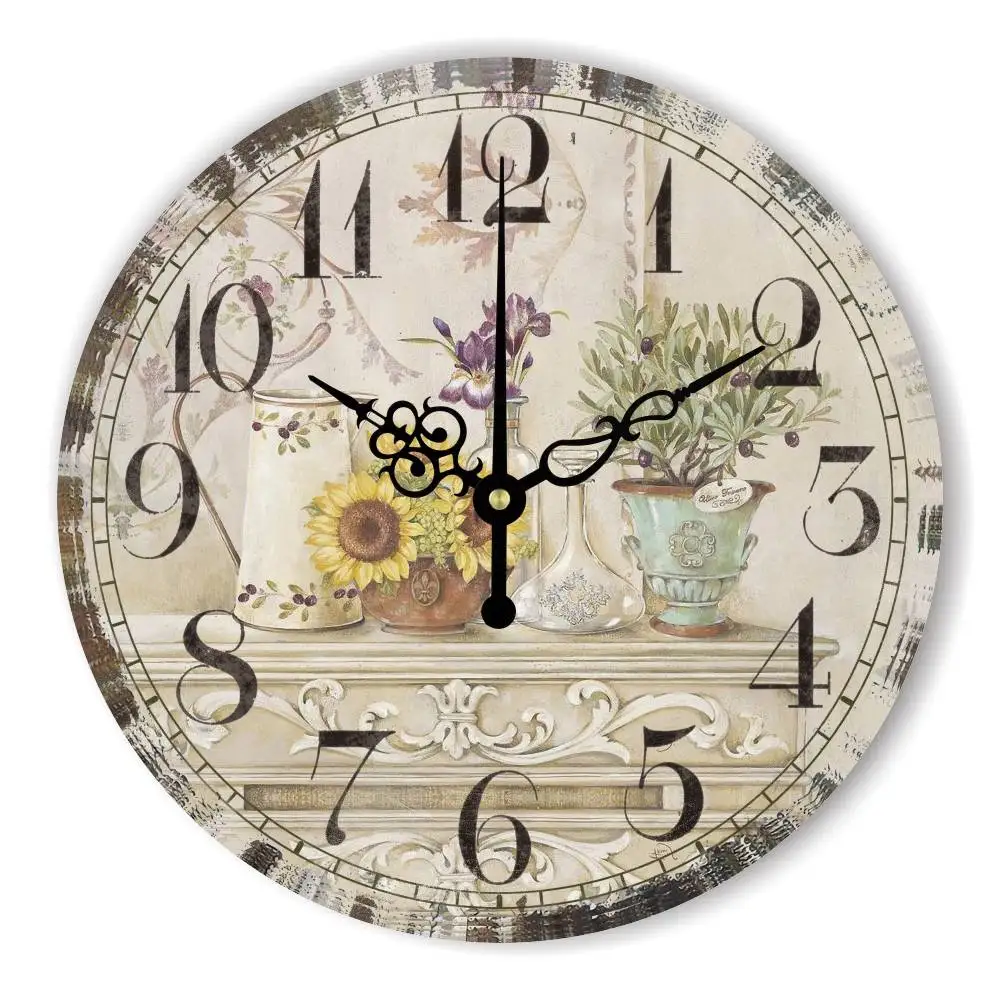 Living Room Decoration Wall Clock With Silent Clock Movement Vintage ...