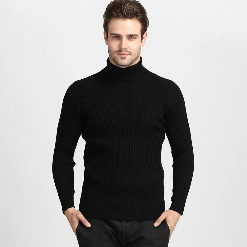 

Fashion Turtleneck Sweater Men Spring Autumn Elasticity Pullover Turtle Neck Long Sleeve Solid Colors Sweater Casual Classic Man