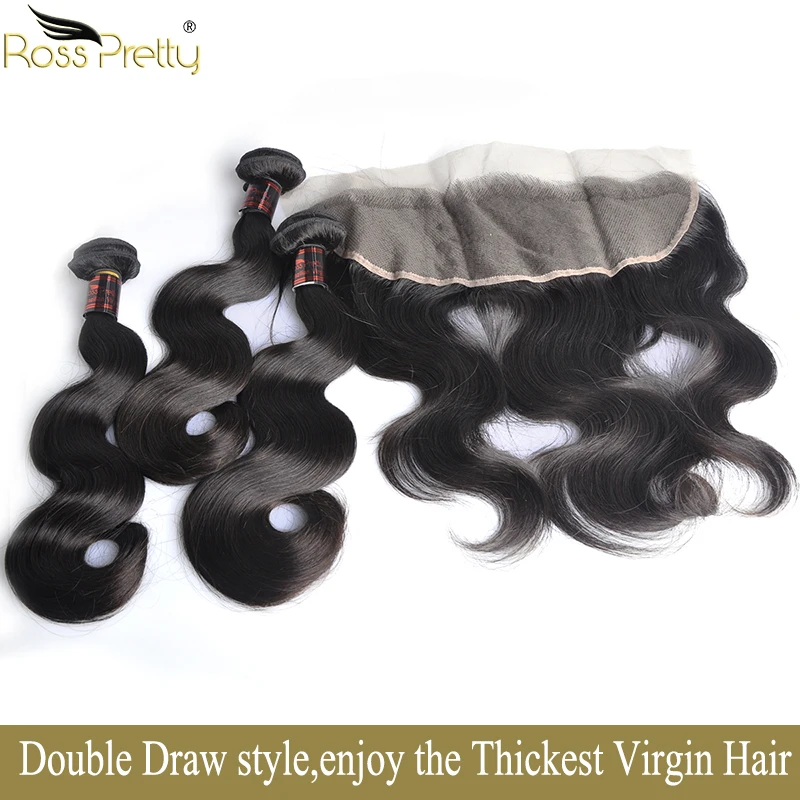 brazilian body wave hair bundles with frontal natural virgin double draw hair style