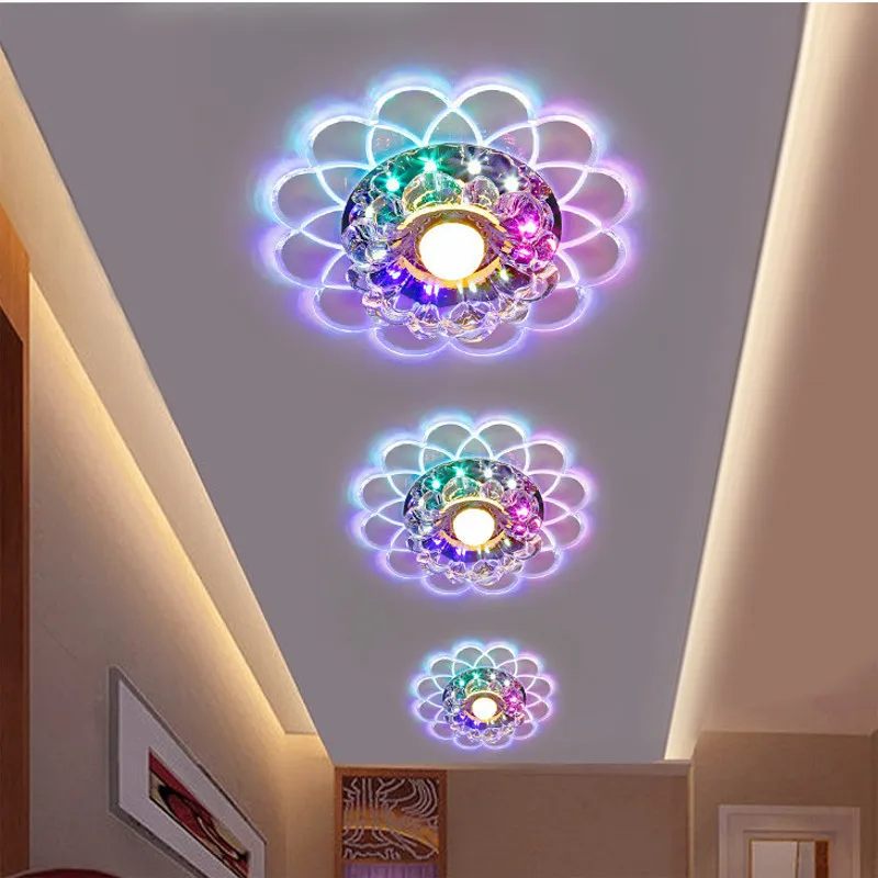 220 В 5 Вт современный светодиодный хрустальный потолочный круговой светильник мини потолочный светильник Rotunda светильник для гостиной коридора кухни - Цвет корпуса: 4 Modes Work