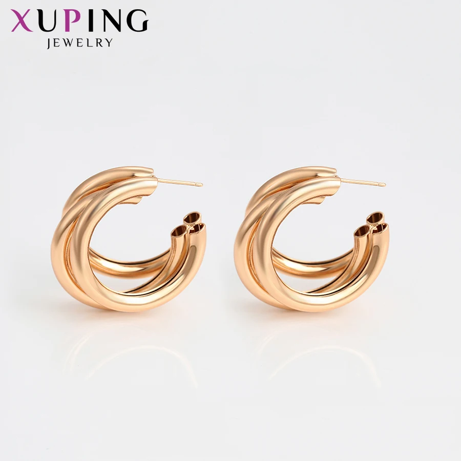 Xuping Exquisite Jewelry Temperament Colorful Gold-color Plated Hoops Earrings for Women Christmas Lovely Gifts S201-98850