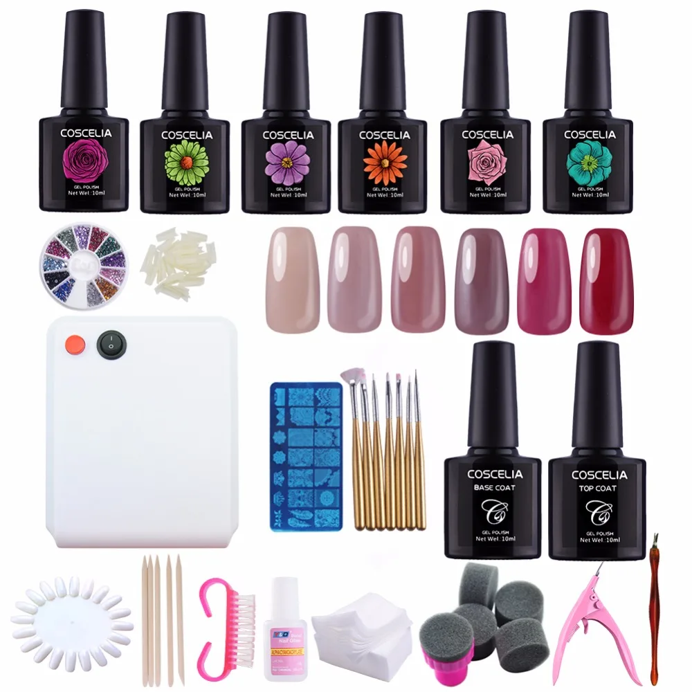 

36W UV Lamp For Nail & Chooseful Acrylic Nail Art Tools Set UV Nail Gel Polish Kit Manicure Tools Set And Kits Base And Top Deco