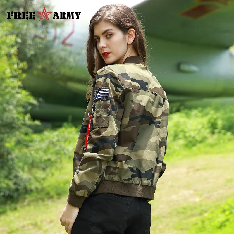 Женская куртка Авиатор камуфляжная на молнии в стиле милитари осень 2017|camouflage jacket