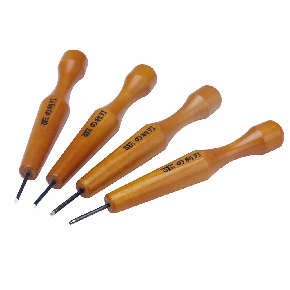 MEEDEN 4PCS Professional Wood Carving 1# Set Knife Cutter 