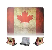 50pcs 360Degree Rotating Canadian Flag Multifunctional Cover for iPad 2 3 4 iPad mini 1 2