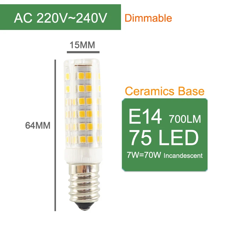 Kaguyahime с регулируемой яркостью мини керамики удара E14 Светодиодный лампа светильник 220V Светодиодный светильник E14 5W 6W 7W 9W лампы в форме свечи Точечный светильник Лампада ампулы Bombilla - Испускаемый цвет: E14 75LED Dimmable