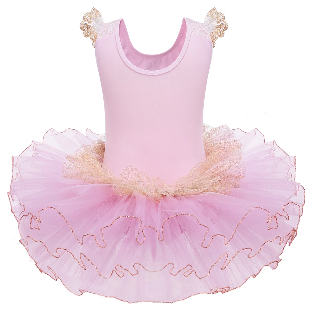 Новое Детское платье для танцев спортивный костюм для гимнастики, детское танцевальное трико, платье принцессы кружевное платье с бантом для спортивных соревнований