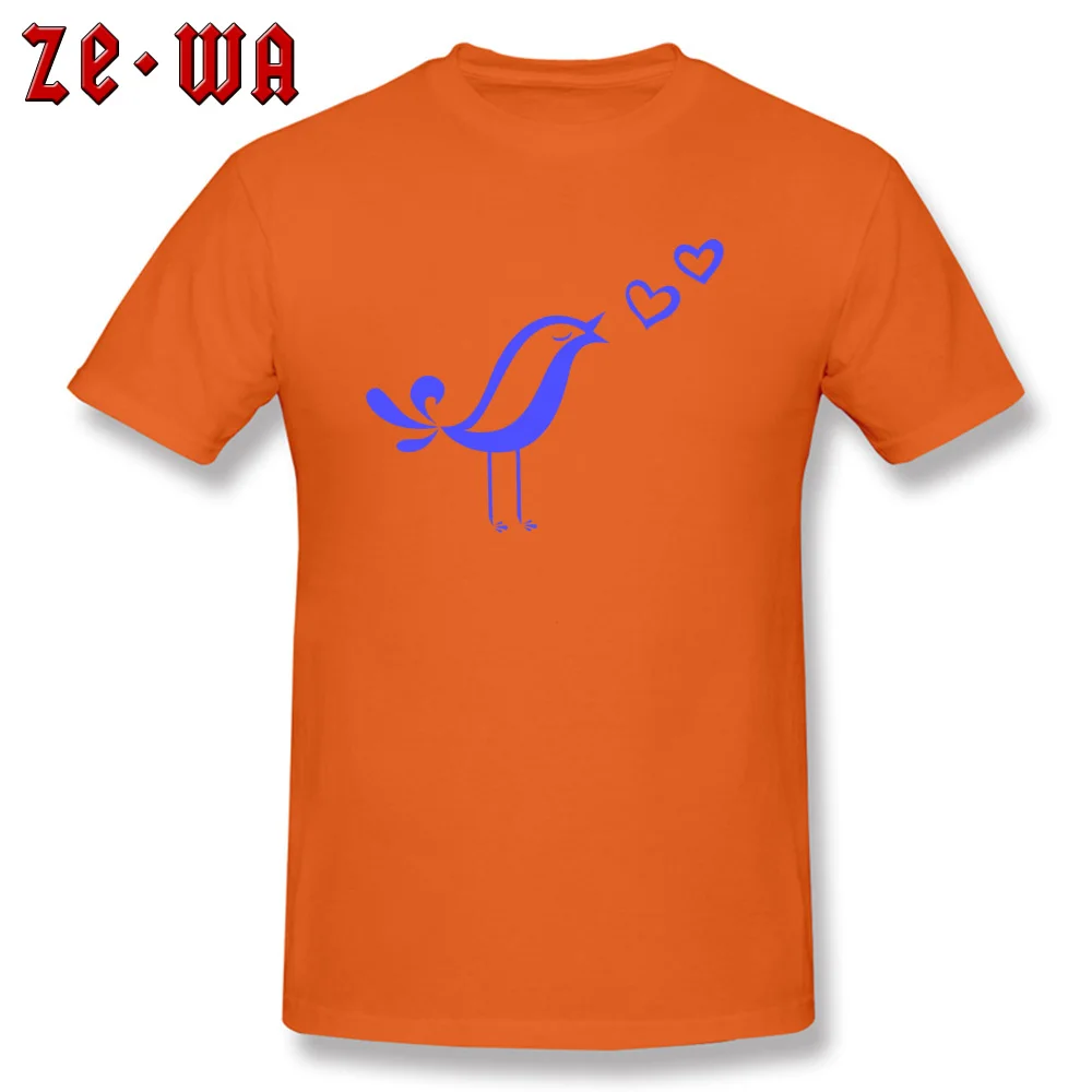 Love Song Birds Tops Tees Hip Hop Crew Neck Design Short Sleeve 100% Cotton Fabric Men's T-Shirt Gift Tee-Shirts Love Song Birds  orange