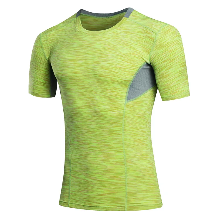 Новые мужские спортивные футболки для фитнеса для бега для тренировок эластичные компрессионные футболки баскетбольные майки - Цвет: Зеленый