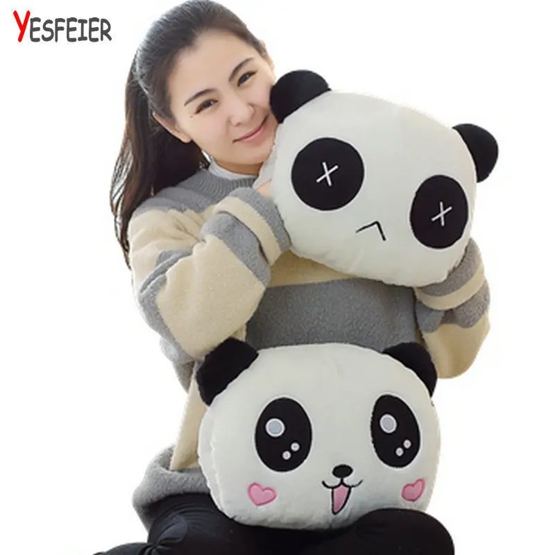 

cartoon Smile panda plush toys winter hand warm Expression panda animals stuffed plush kids toys Grownups pillow cushion
