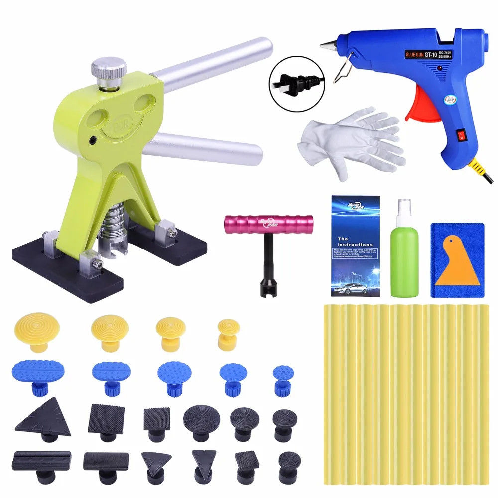 

GLCC PDR Tools Paintless Dent Repair Tools Car Body Repair Kit Tool to Dent Puller Glue Gun Glue Tabs Sticker