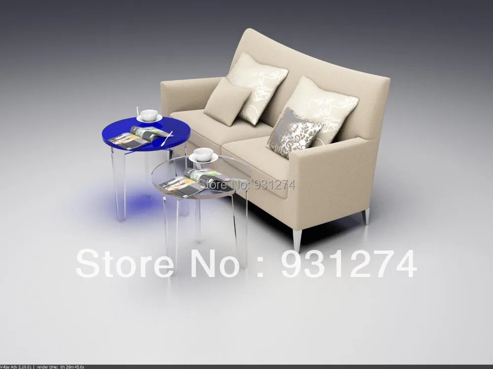 3 LEGS Round acrylic tea tables, Lucite coffee tables, Colored sofa tables