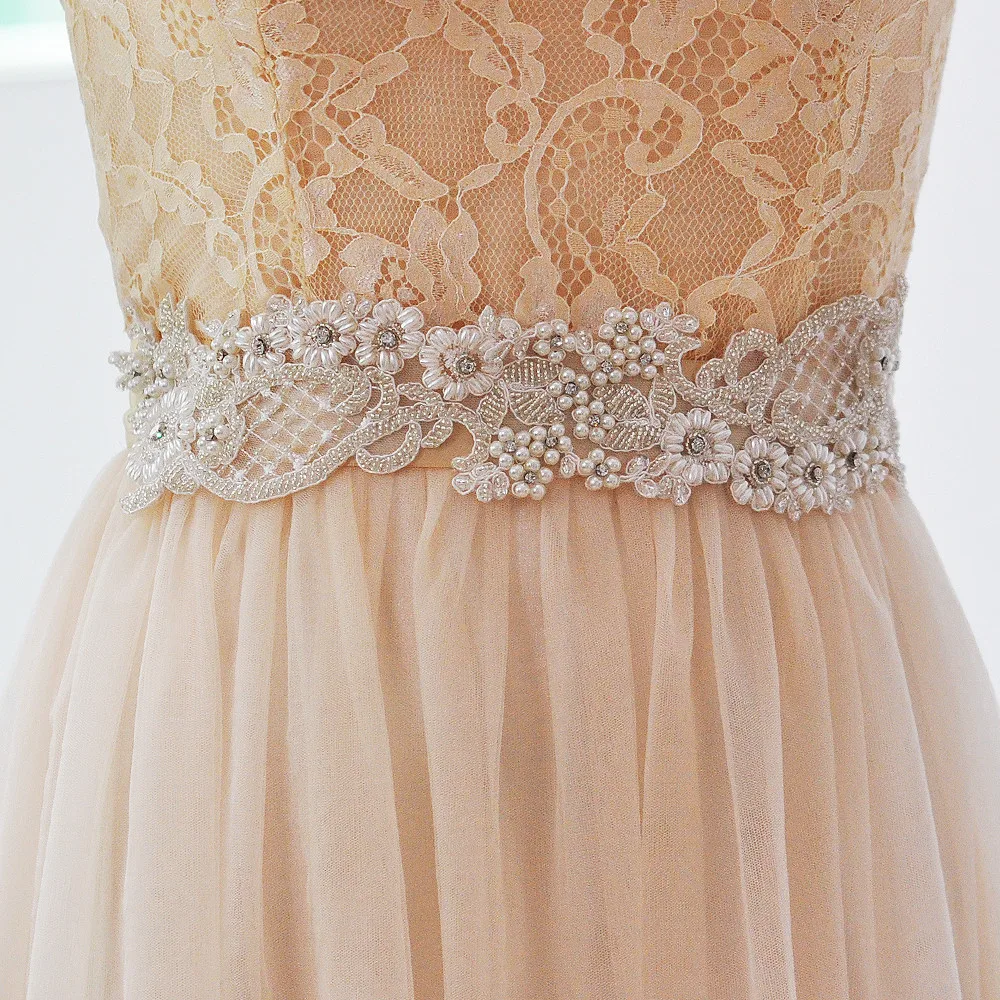 

TOPQUEEN S53 wedding flower waistbands for dresses crystal wedding belt pearl belt wedding crystals belt groom dress belt