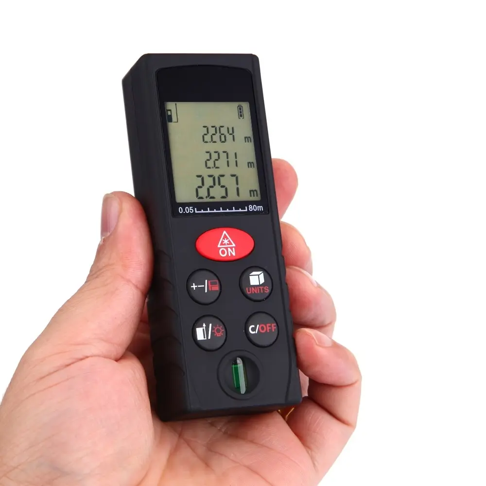 

80m/262ft Mini Laser Digital Distance Meter Handheld Rangefinder Range Finder Area Volume Measurer Level Bubble