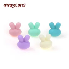 5 pçs silicone mordedor grânulos mordedor bebê dentição pingente silicone chupeta clips dentição brinquedos rabit forma diy presente