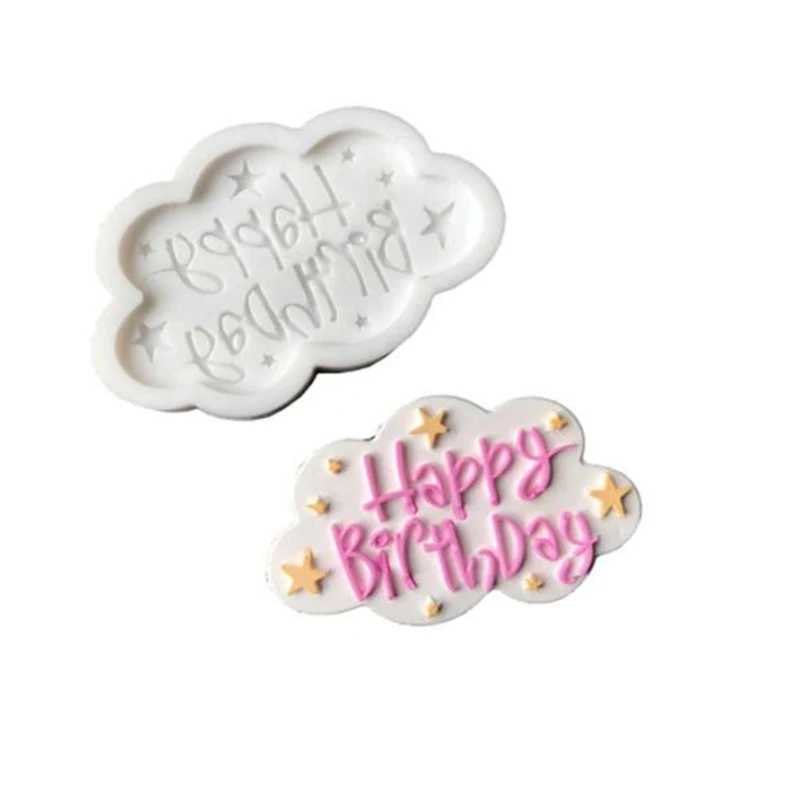 

Flower Shape Happy Birthday Silicone Cake Cookie Mould Baking Tool Diy Cake Decoration Chocolate Chip Cooking Soap Mold