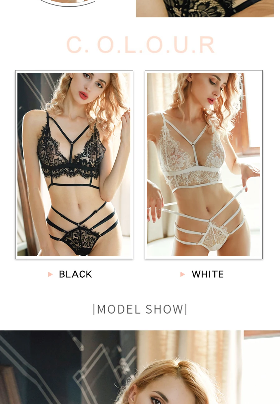 New lace sexy lingerie bra set push up seamless embroidery bralette wire plus size transparent women underwear Fashion