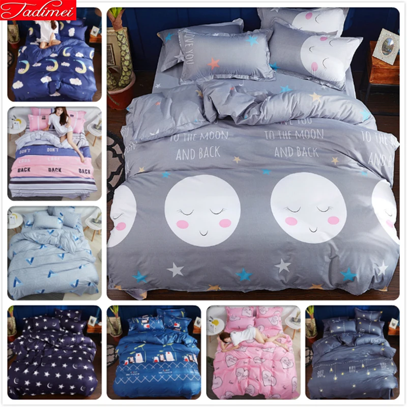 

Grey Duvet Cover 3/4pcs Bedding Set Adult Couple Kids Child Soft Bed Linen Single Full Double Queen King Size Bedspreads 150x200