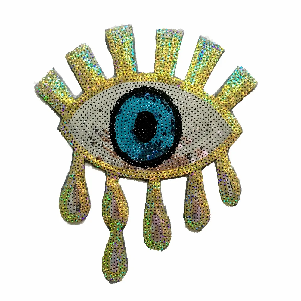 2pcs/lot gold eye sequins patches iron on seqined patches for clothes