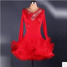 Стиль Костюмы для латинских танцев сексуальный спандекс алмаз конкурс латиноамериканских танцев платье для леди латинские танцевальные платья s-xxxl