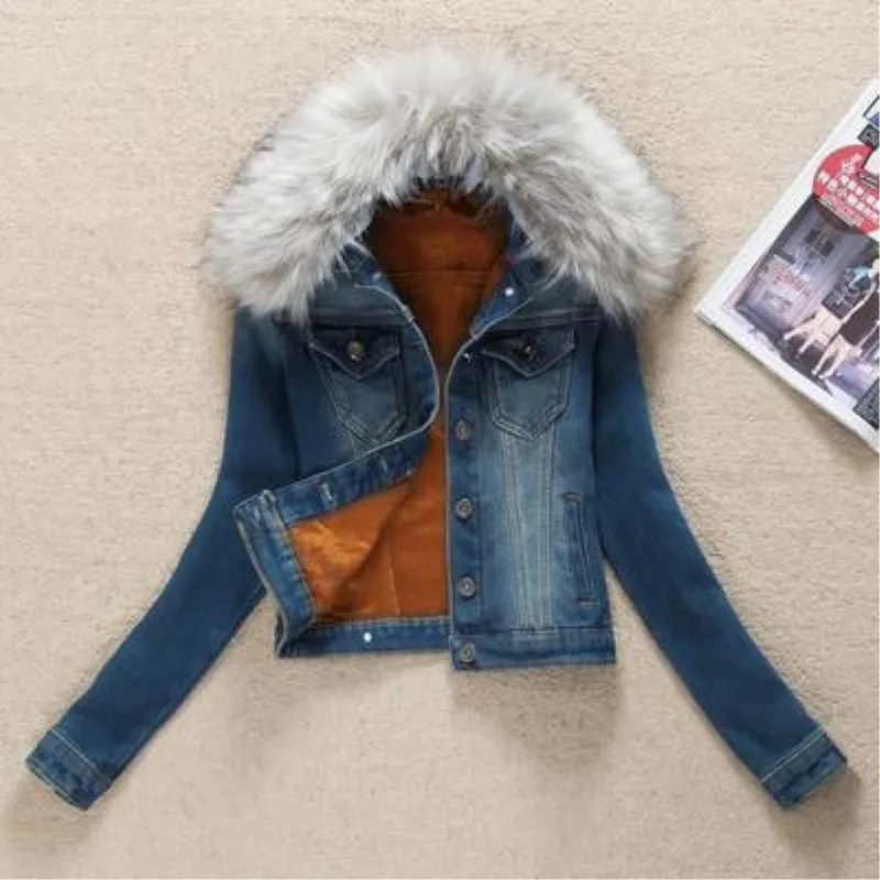 Chaud Plus Mode Manteau Hiver Femmes Le Denim Cachemire Vestes Col Dame Velours Coton Fourrure Survêtement 3xl De wzAxq1g4w