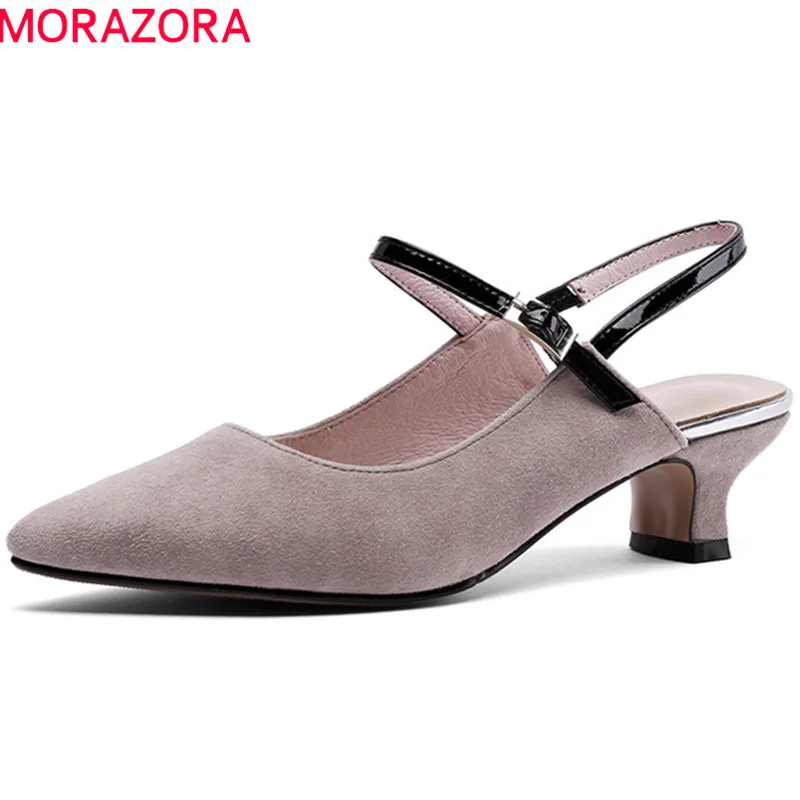 MORAZORA/2019 г. Высокое качество Детские Замшевые женские туфли-лодочки смешанные