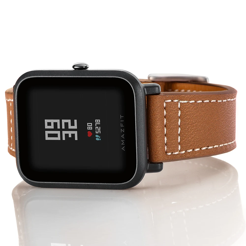 AMAZFEEL 20 мм ремешок из натуральной кожи для Xiaomi Huami Amazfit Bip BIT Смарт-часы браслет для Xiaomi Amazfit ремешок