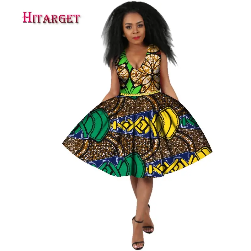 

Dashiki African dresses for women Bazin Riche sleeveless African dresses Ankara fashion elegant African Stitching skirt WY754