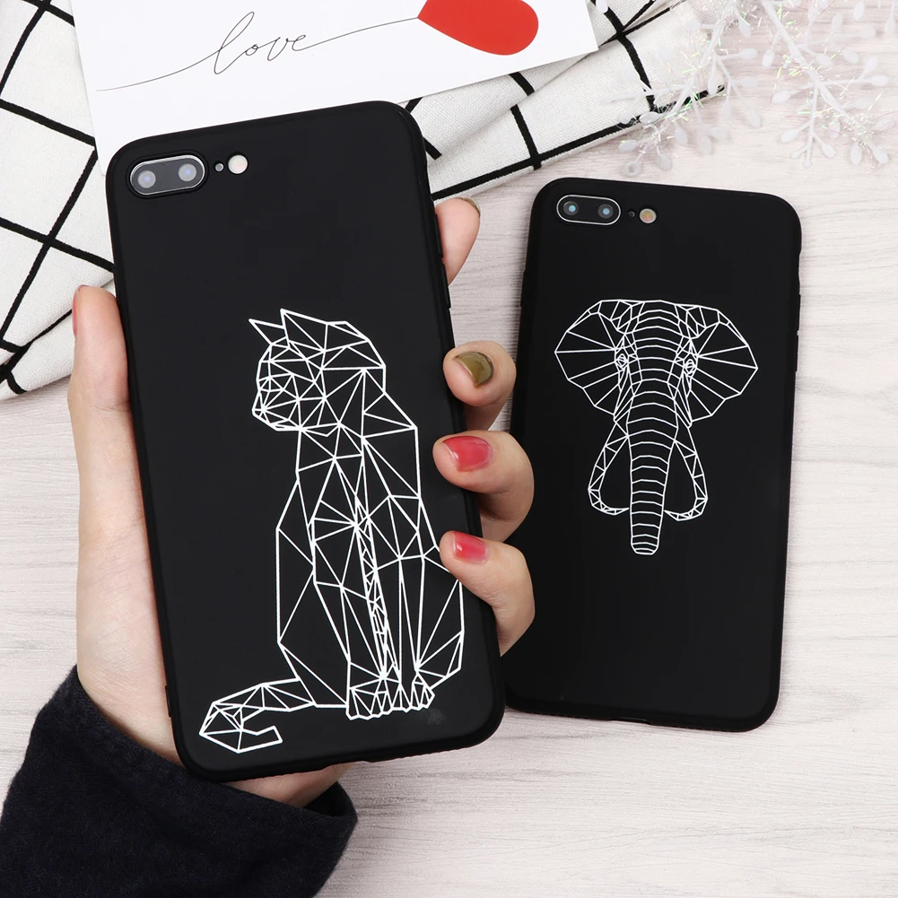 

Animal Matte TPU Case For iPhone 8 Plus 6 6S 7 Plus Coque Black Silicone Fundas For iPhone XR XS X XS Max Capa For iPhone X Case
