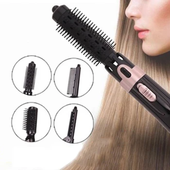 

4 in 1 Functional Professional Hair Hot Air Styler Curling Stick Comb Brush Straighter Styling Tool EU plug Black