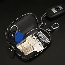 Сумка-Футляр для ключей из натуральной кожи, для мужчин и женщин, многофункциональное кольцо для ключей, большая емкость, на молнии, сумка для ключей