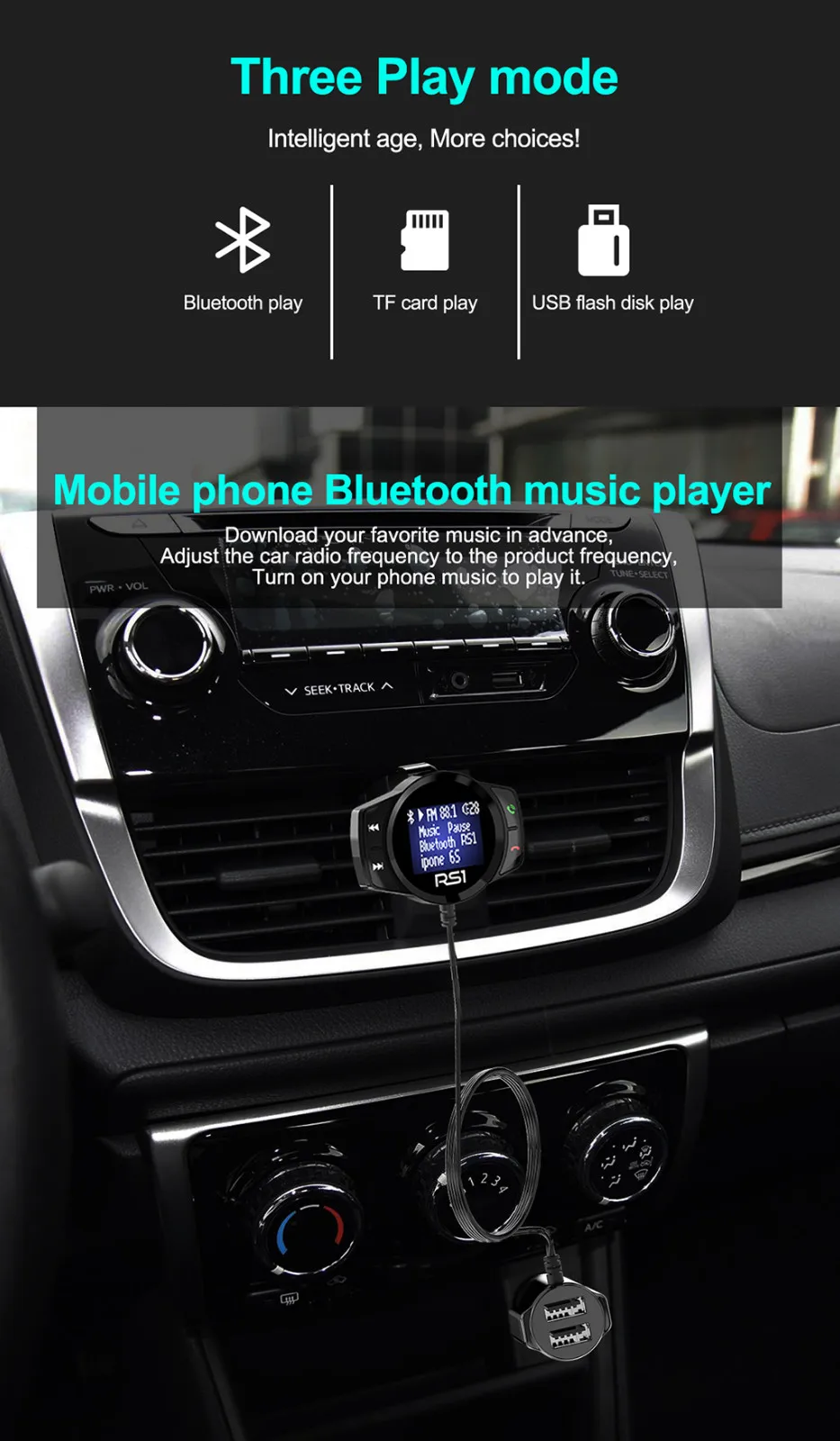 Автомобильный Bluetooth FM трансмиттер Aux беспроводной свободные руки автомобильный