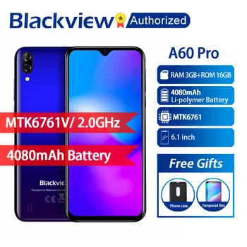 

Blackview A60 Pro Phone Android 9.0 3GB RAM 16GB ROM Smartphone 6.088" Display Full Screen MT6761V Quad Core 8MP Mobile Phone