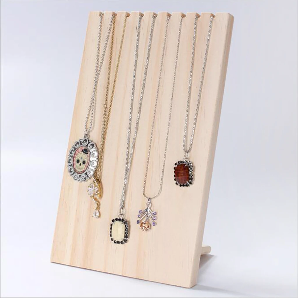 Unfinished Wood Jewelry Necklace Pendant Display Stand Holder Rack 9 Hooks for necklace pendant chain bracelet