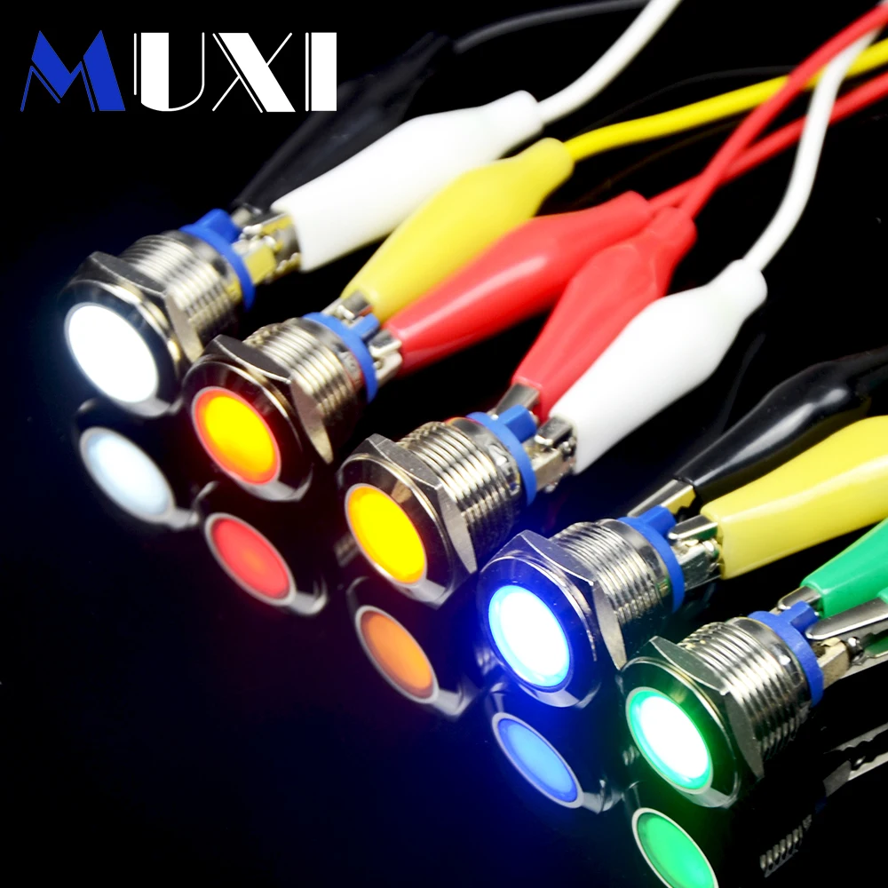 10 мм сигнальная лампа светодиодный металлический индикатор водонепроницаемый светильник с красным, синим, оранжевым, белым, зеленым цветом 3 в 5 в 6 в 12 В 24 в 36 в 48 в 110 В 220 В