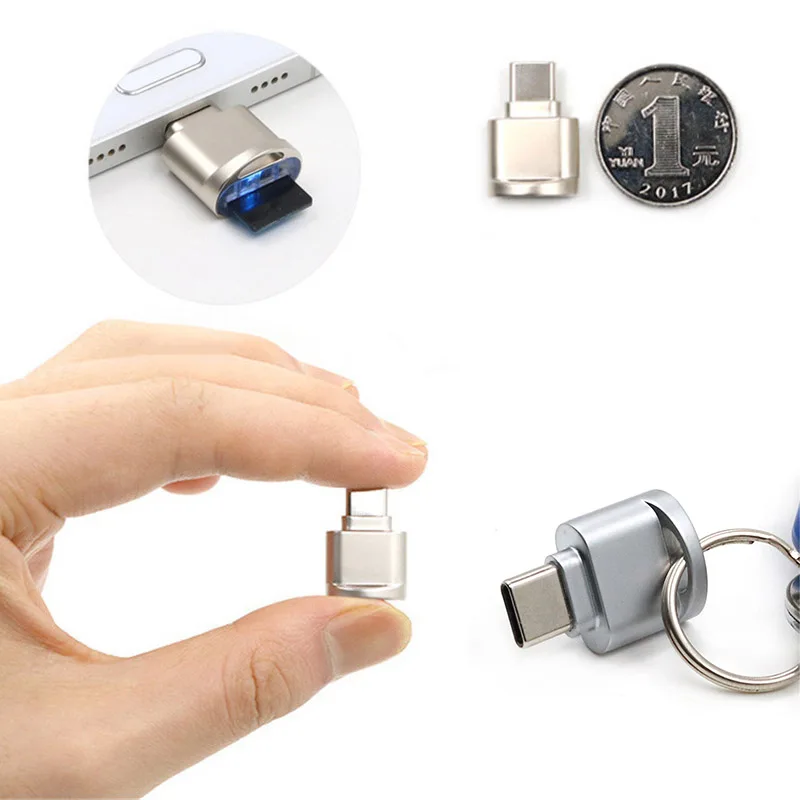 Новая модель кард-ридер супер мини-usb 3,1 тип-c TF алюминиевый сплав Micro SD считыватель карт OTG для мобильного телефона Macbook/LeTV/Xiaomi 4C