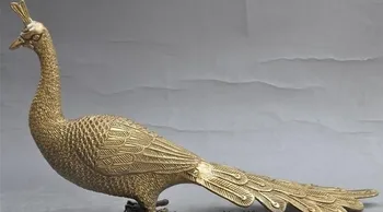 

YM 311 13"Chinese fengshui brass Auspicious Peacock Peafowl Bird Phoenix Animal Statue