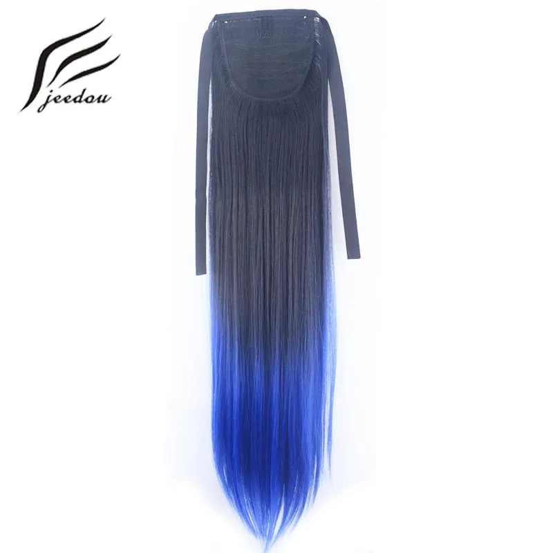 Jeedou Synthetic Ponytail Straight 22 Long Hair Extension Ombre