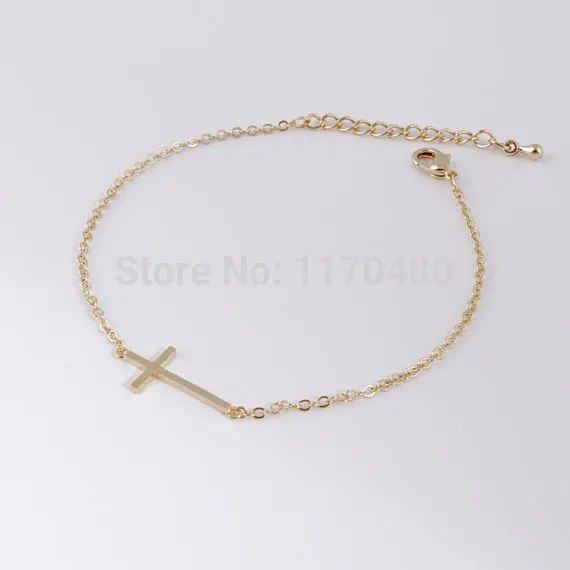 Oly2u 10pcs B018 New Sideways Cross Bracelet In Gold Geometric Oly2u 10pcs B018 New Sideways Cross Bracelet In Gold Geometric Bracelets For Women Religious Chain Link From Jewelry Accessories