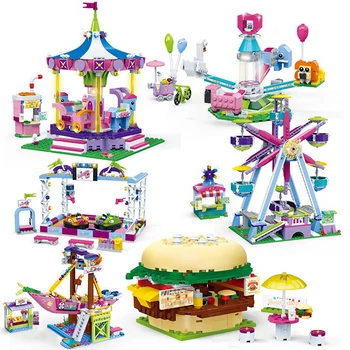 

GUDI 9610-9615 Amusement Park Burger Shop Ferris Wheel Pirate Ship Building Set Classic DIY Educational Toys For Kids