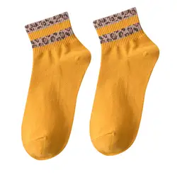 Дамы и девочек хлопок носки-башмачки леопардовая расцветка сплошной мелкая Носки открытые ноги модные детские носки Calzini Поко profondi #40