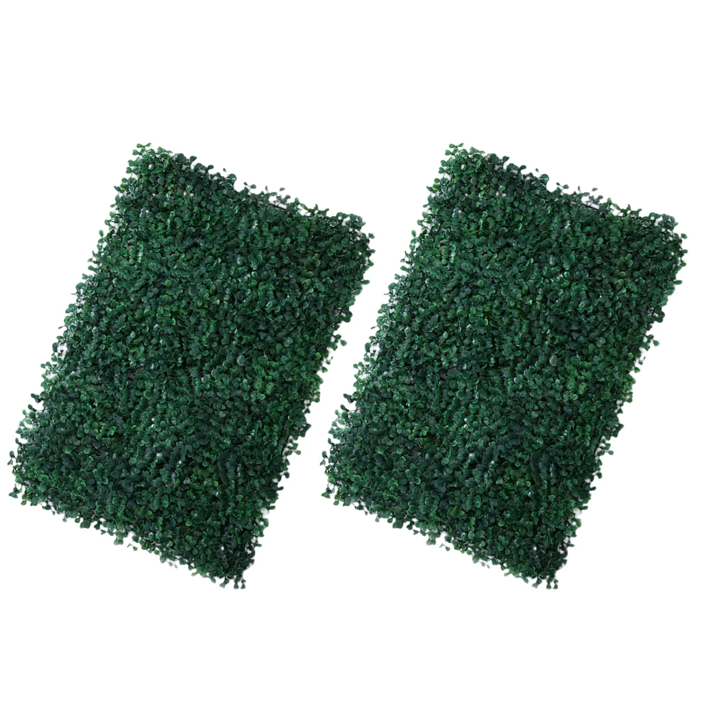 2pcs Artificial Plant Wall Panel Grass Foliage Turf for Wedding Venue Shop Window Decor Garden Ornament Photo Props, 60x40cm