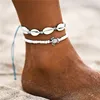 Pulsera de tobillo de concha de cauri para mujer, pulsera de tobillo de concha de cauri de playa Bohemia, correa ajustable hecha a mano, tobilleras de mejillón de macramé, joyería para pies ► Foto 2/6