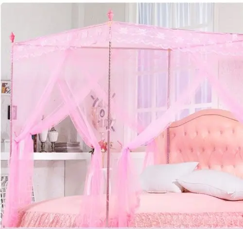 Элегантный Круглый Занавес кровать москитная сетка сетчатый навес принцесса постельные принадлежности без кронштейна - Цвет: Розовый