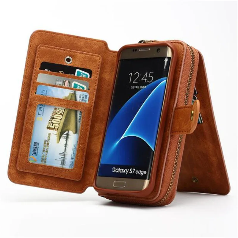 Многофункциональный кожаный чехол BRG для Samsung S4 S5 S6 S7 EDGE S8 S9 NOTE4 NOTE5 Note8 кошелек на