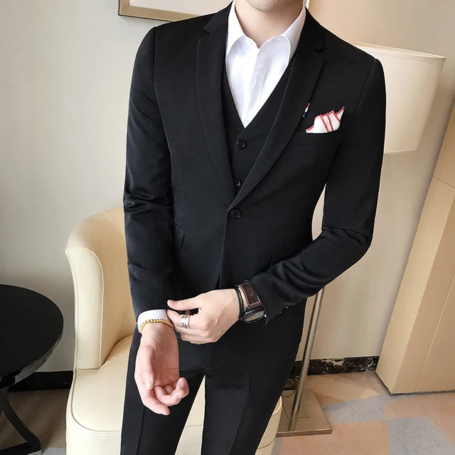 Royal Blue Mens Suit Solid Color Mens Classic Suits Red Prom Suit Black ...