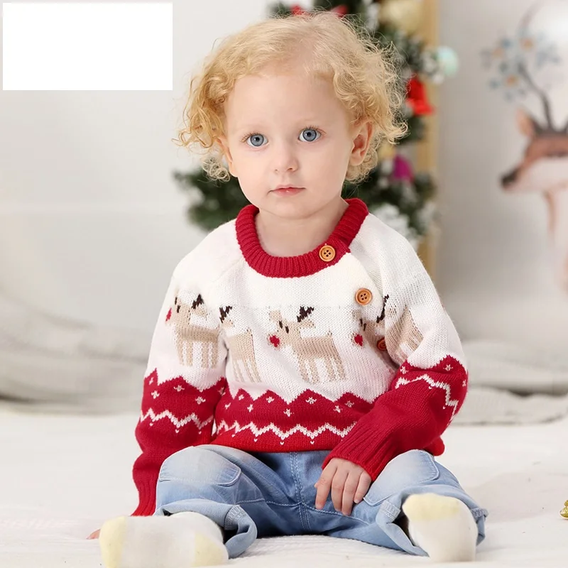 

Christmas Baby Sweaters For Girls Autumn Winter Toddler Boys Sweater Girl Clothes O-neck girl trui Deer Snow WUA810244