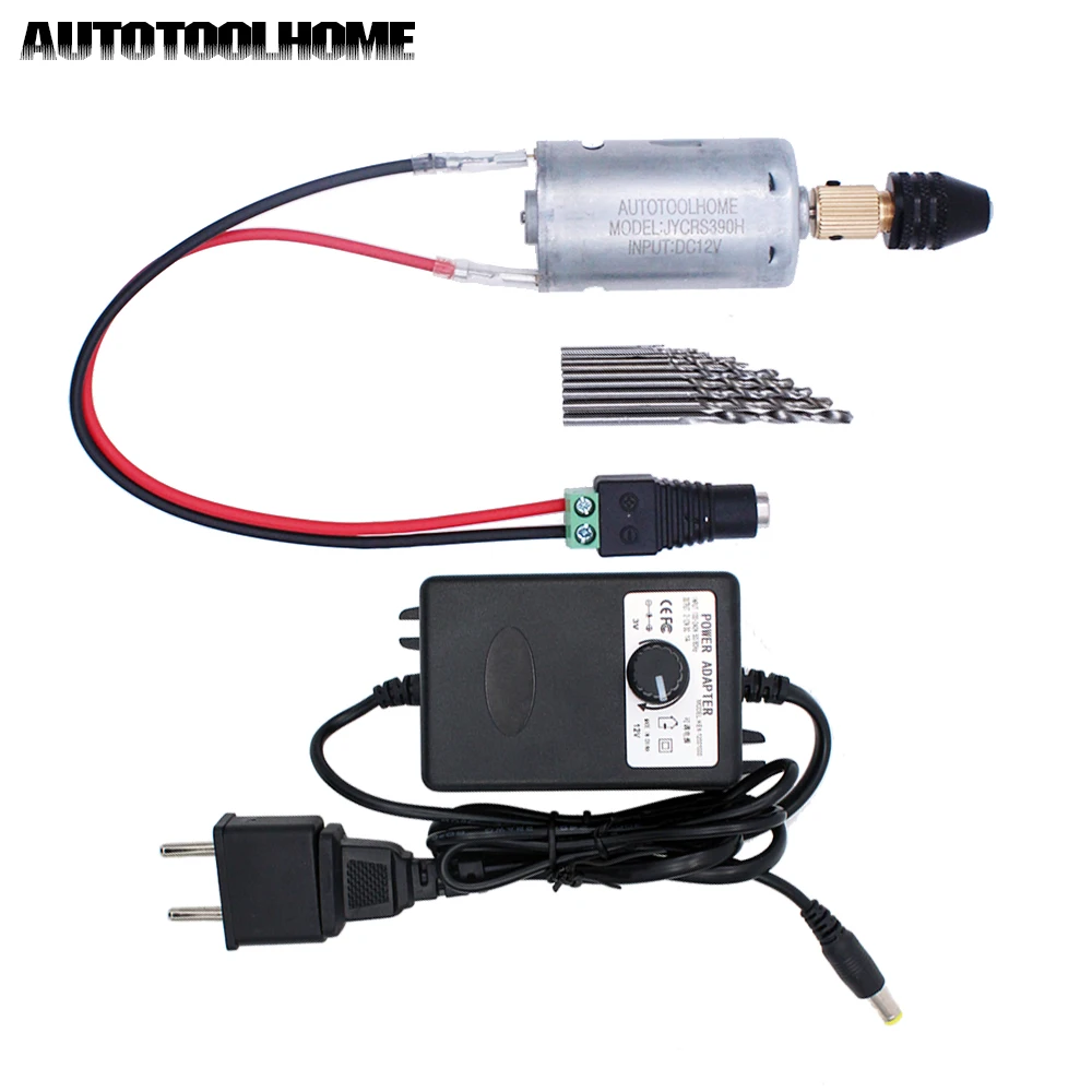 

Mini Hand Drill Electric Tools Set DC 12V Motor 0.5-3.5mm M8 Chuck Twist Drill Bits fit Soft Metal Wood PCB PVB Plastic Drilling