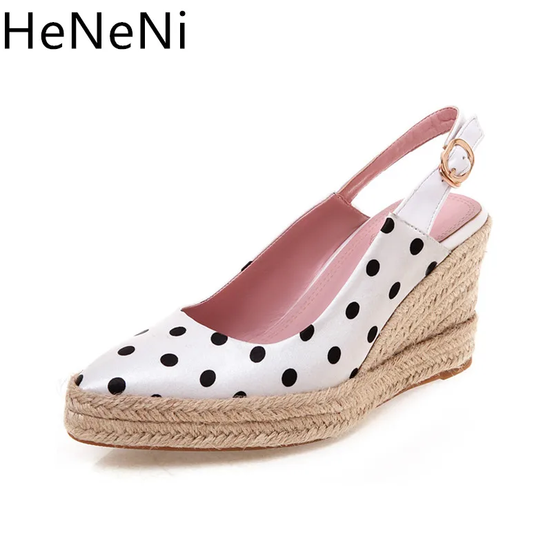 

2019 Women Platform Wedges Espadrilles Sandals silk Gladiator Pointed toe Buckle Summer Weaving High Heels Woman Sandalias Mujer